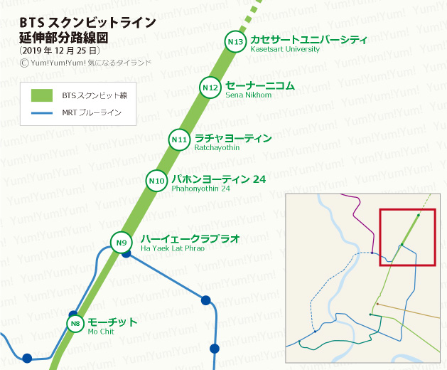 BTSスクンビットライン延伸部分路線図