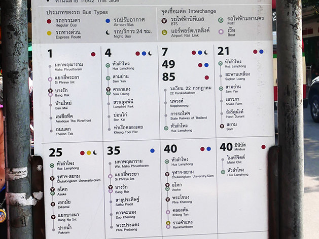 バンコクのバスルートマップ