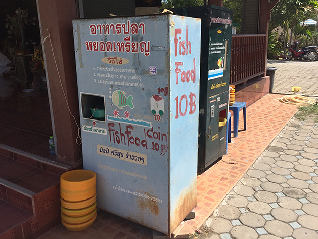 タンブン用の魚の餌の自動販売機